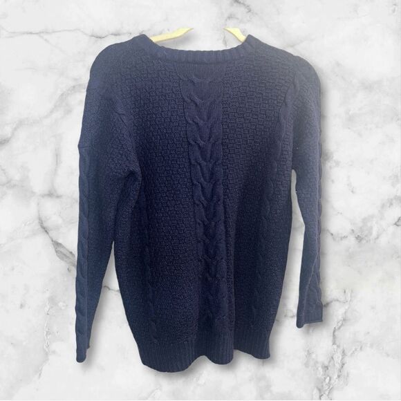 ✨Madewell Navy Easy Cable Knit Merino Wool Sz XS Sweater✨ - Picture 8 of 11